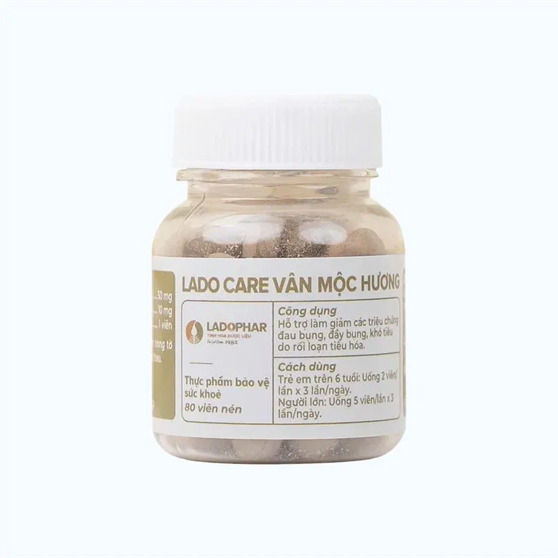 Viên uống Vân Mộc Hương Ladophar (Hộp 80 viên) giúp hỗ trợ tiêu hóa