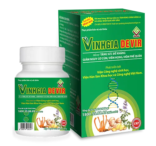 Viên uống VinhGia Devir hỗ trợ tăng đề kháng, giảm nguy cơ mắc cúm, viêm họng, viêm phế quản (30 viên)