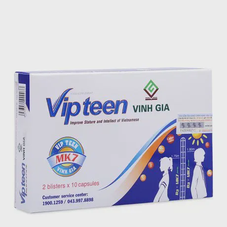 Viên uống Vipteen (Hộp 20 viên) giúp hỗ trợ phát triển chiều cao và trí tuệ