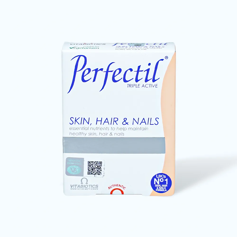 Viên uống Vitabiotics Perfectil (Hộp 30 viên) giúp làm đẹp da tóc móng