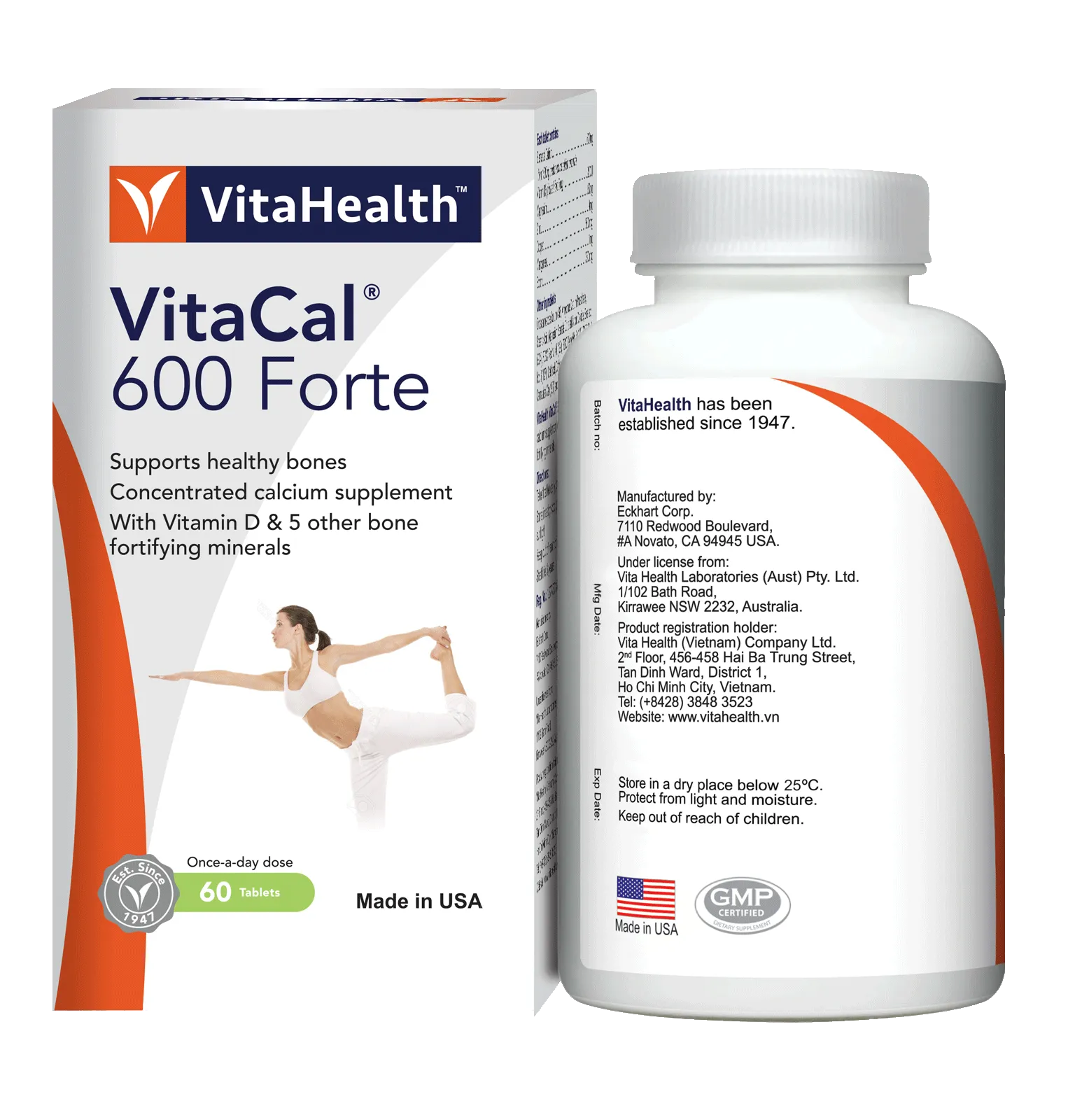 Viên uống Vitacal 600 Forte VitaHealth hỗ trợ hệ xương và răng chắc khỏe (60 viên) 2