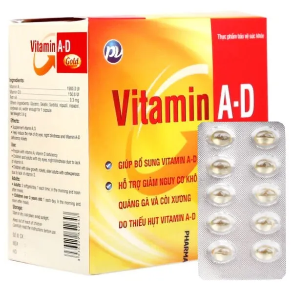Viên uống Vitamin A-D Gold PV hỗ trợ giảm khô mắt (Hộp 100 viên)