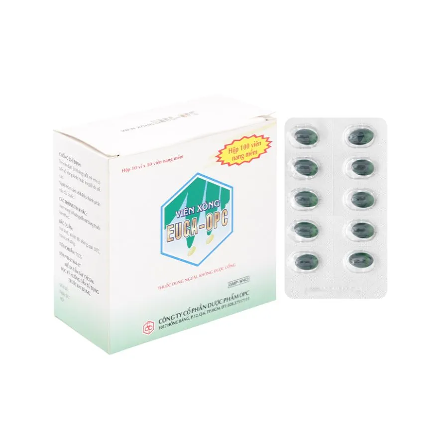 Viên xông Euca-OPC sát khuẩn hô hấp, điều trị cảm mạo, cảm cúm (Hộp 100 viên)
