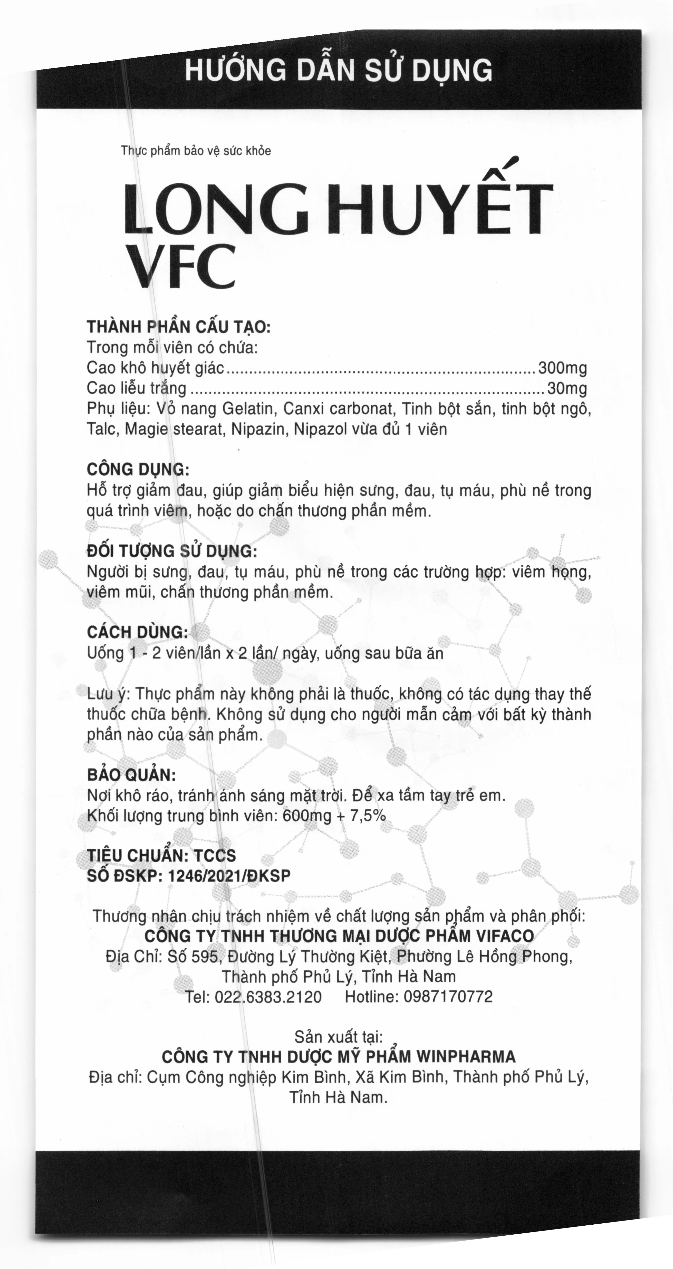 Vifaco Long Huyết VFC hộp 20 viên 6