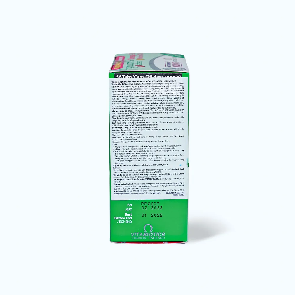 Vitabiotics Pregnacare Plus Omega 3 (Hộp 56 viên) bổ sung vitamin cho bà bầu 5