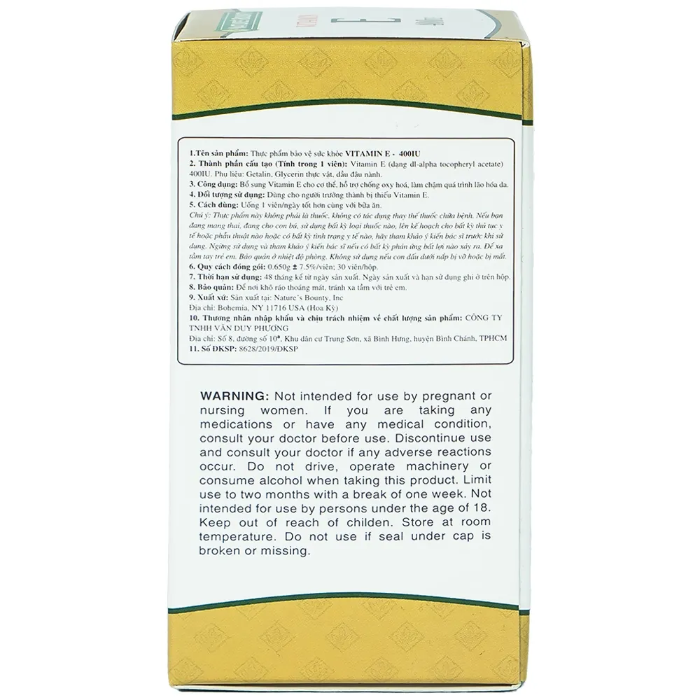 VITAMIN E 400IU NATURES BOUNTY 30V 9