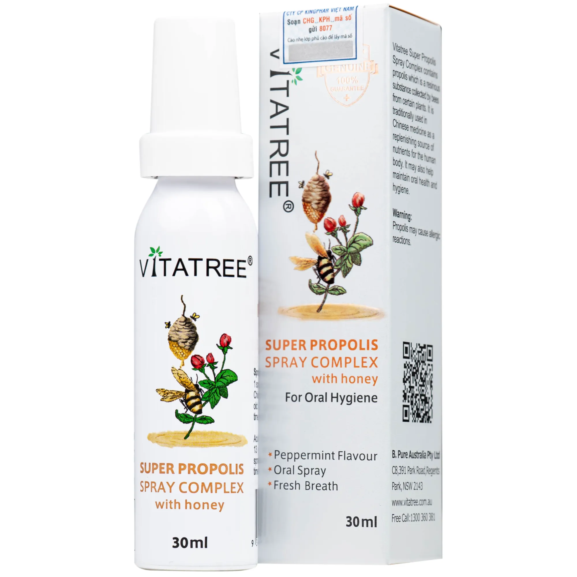 XỊT HỌNG KEO ONG VITATREE SUPER PROPOLIS SPRAY COMPLEX WITH HONEY 30ML