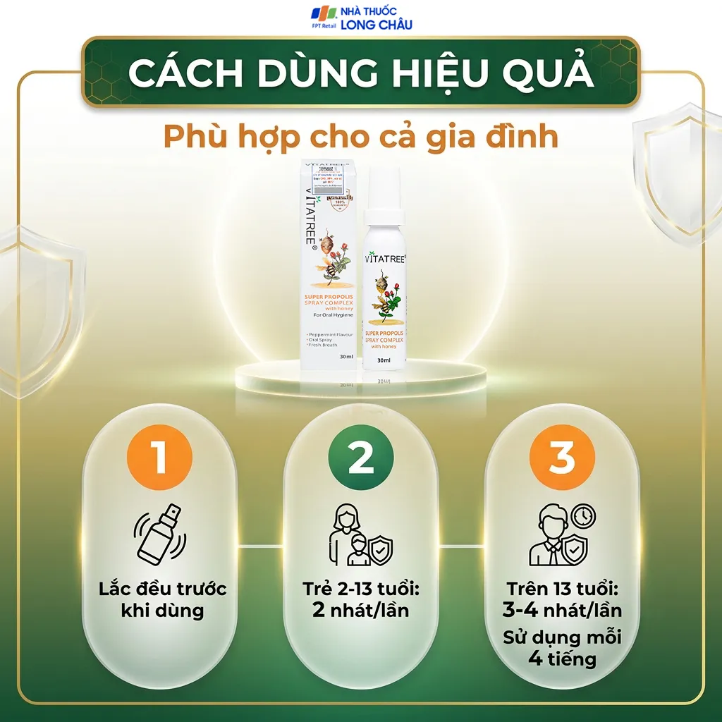 XỊT HỌNG KEO ONG VITATREE SUPER PROPOLIS SPRAY COMPLEX WITH HONEY 30ML 4