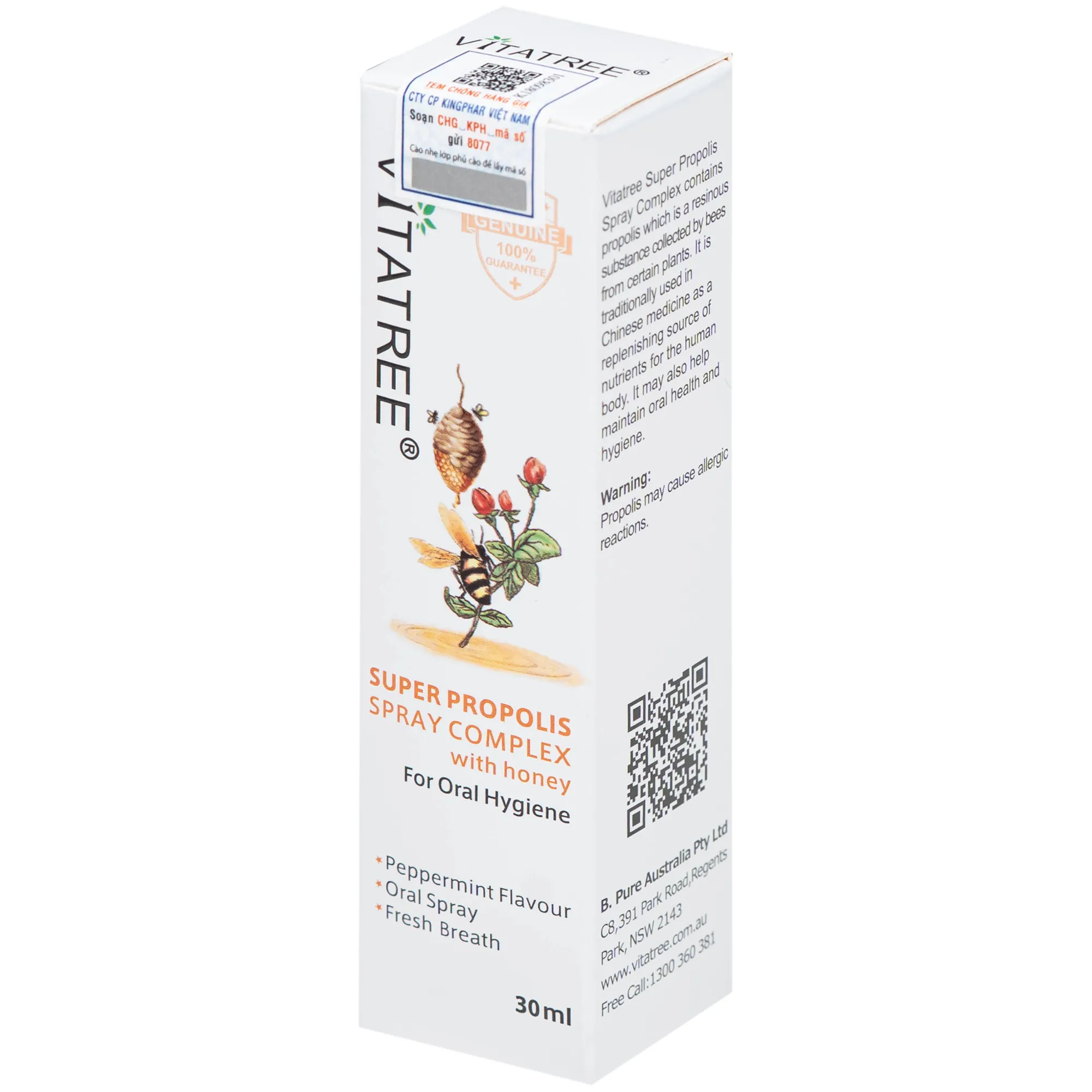 XỊT HỌNG KEO ONG VITATREE SUPER PROPOLIS SPRAY COMPLEX WITH HONEY 30ML 5