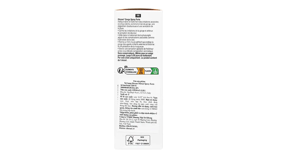 Xịt họng Otosan Throat Spray Forte giảm đau họng, rát họng chai 30ml 5