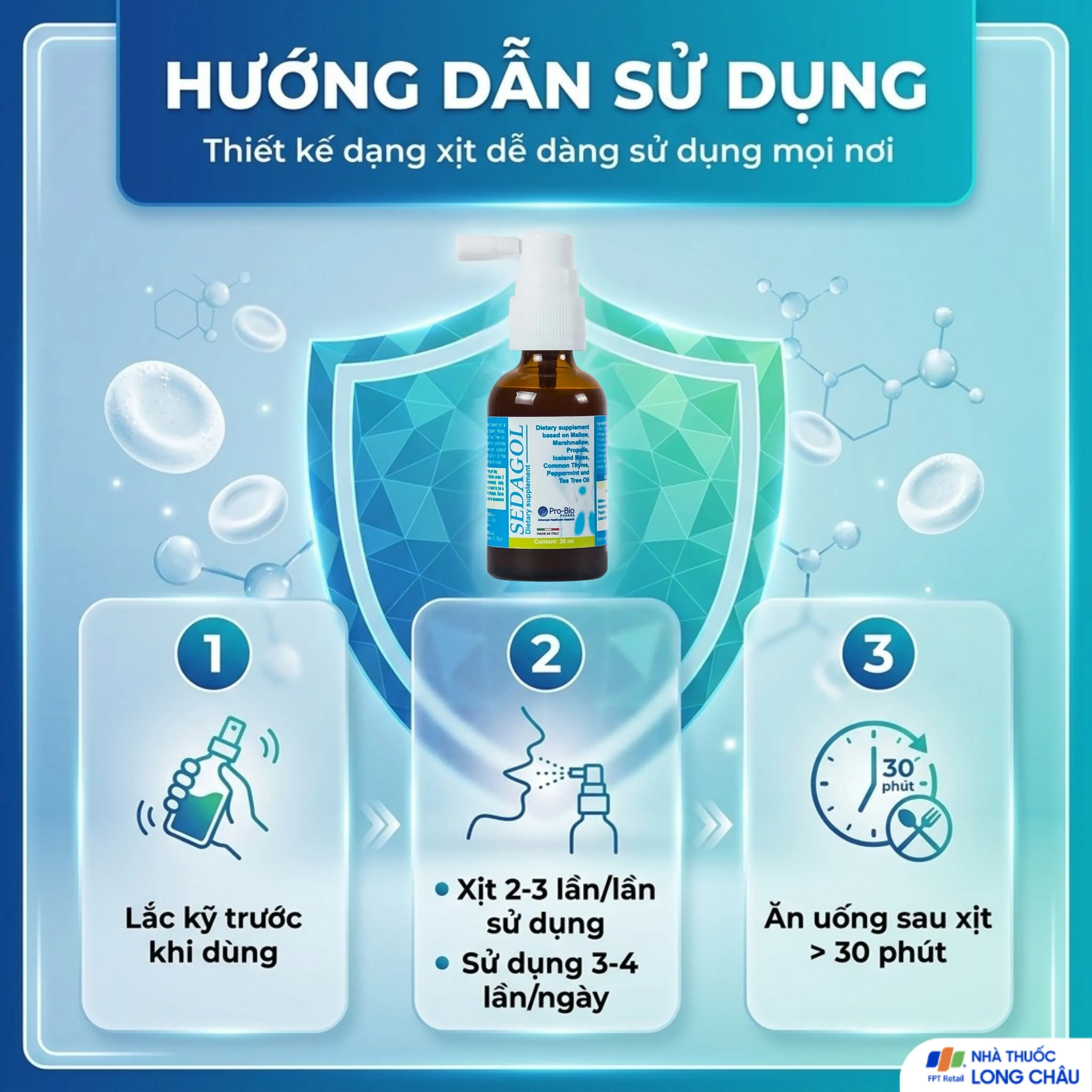 XỊT HỌNG SEDAGOL PRO-BIO PHARMA 30ML 4